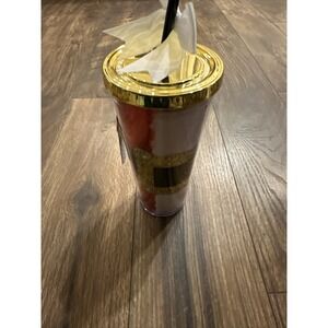 Walmart Santa Icon Tumbler 25oz Red Gold Glitter Belt Christmas‎ Cold Cup New